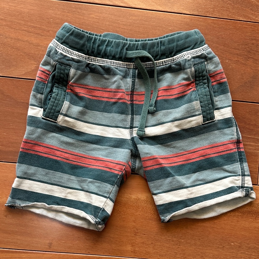 Tea Collection Teal & Red Striped Pull-On Shorts 3T